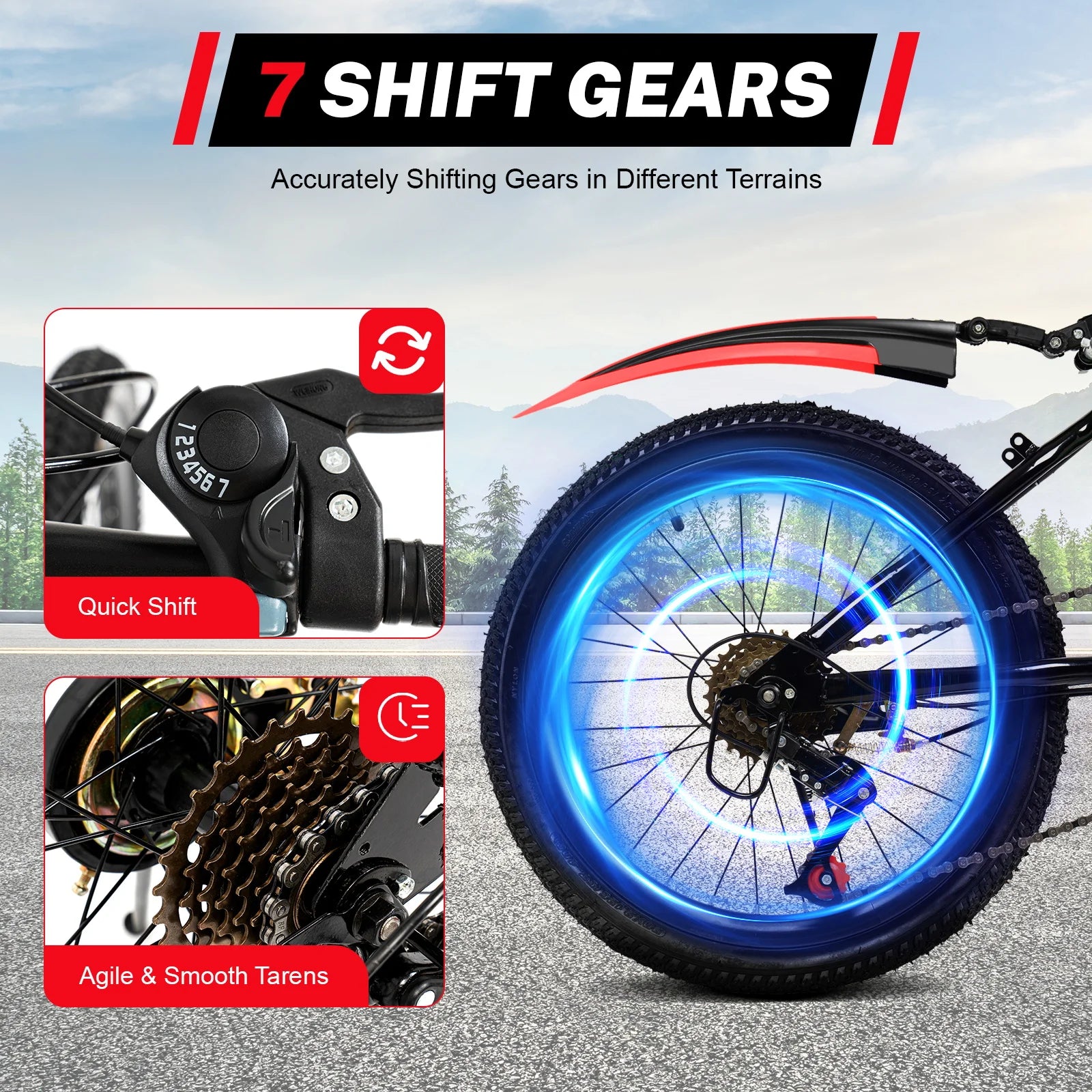 20" Kids Mountain Bike with 7-Speed Gears & Adjustable Seat