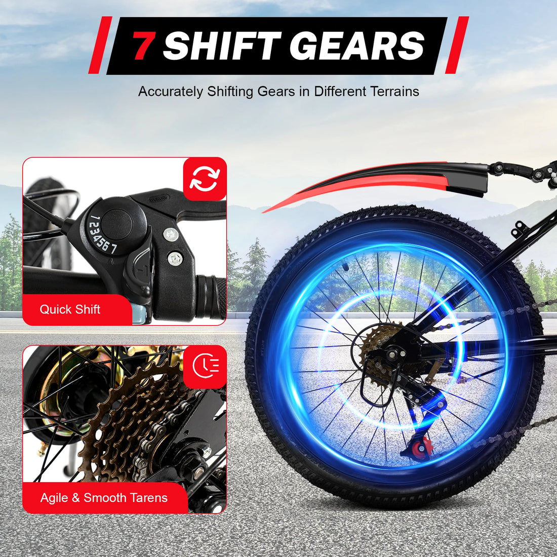 20" Kids Mountain Bike with 7-Speed Gears & Adjustable Seat