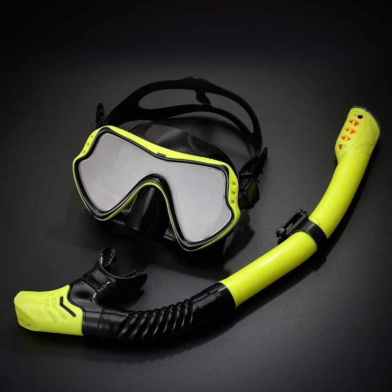 Professional Dry Snorkel Set – Panoramic Wide View Anti-Fog Diving Mask with Dry Tube