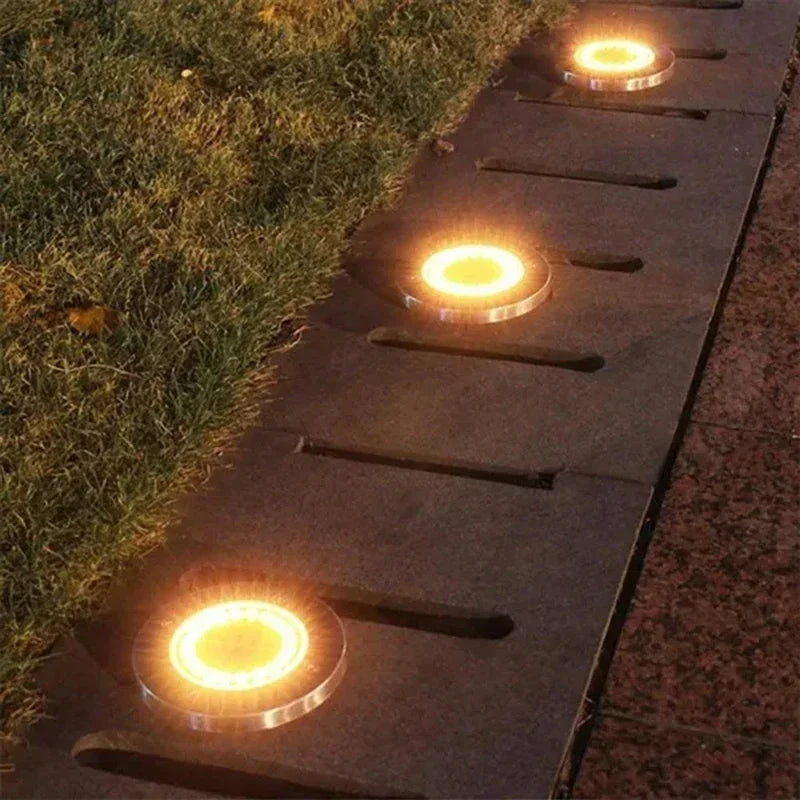 1/4/8Pcs Outdoor Solar Disk Lights – 8/20 LEDs Buried Landscape Spotlights for Garden, Lawn, Yard Decoration