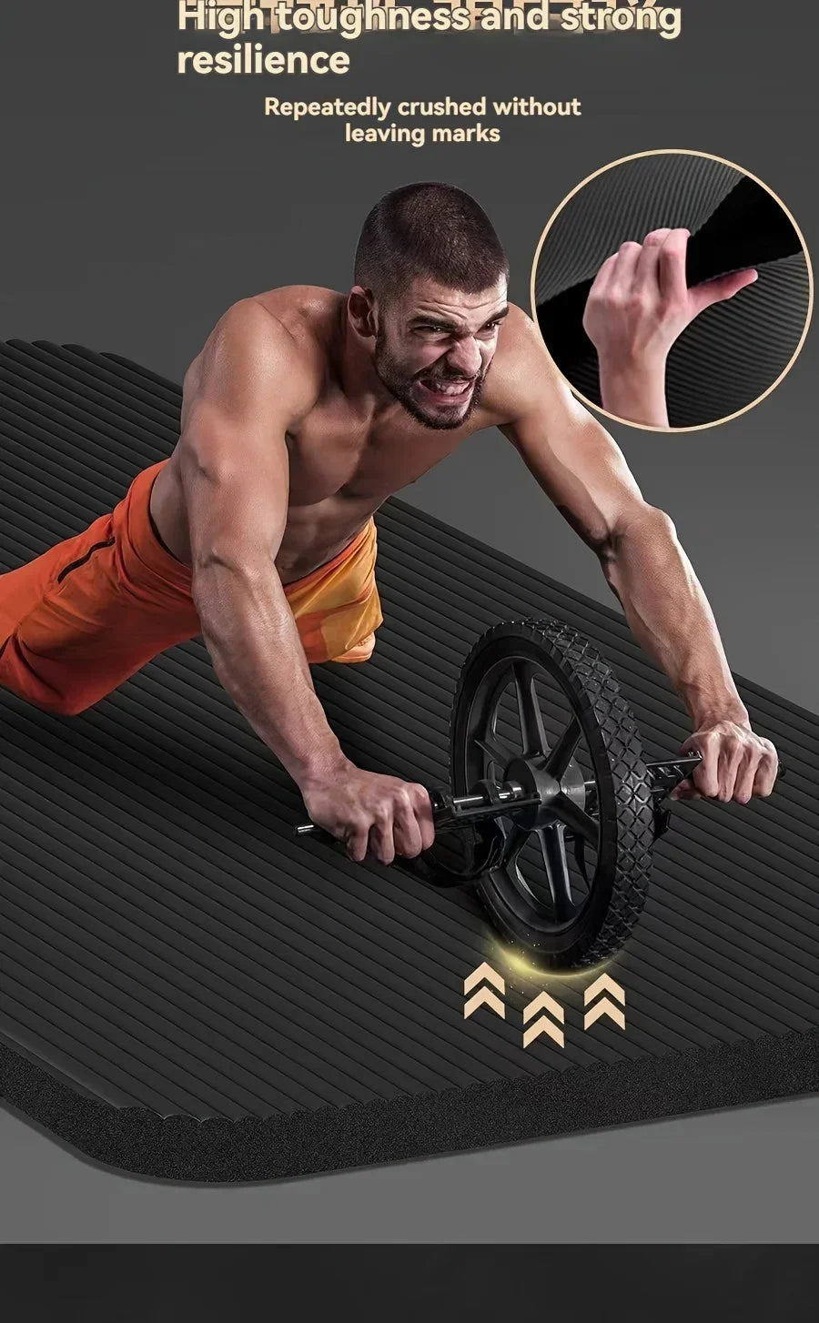 Thick Non-Slip Black Yoga Mat – Durable NBR Rubber