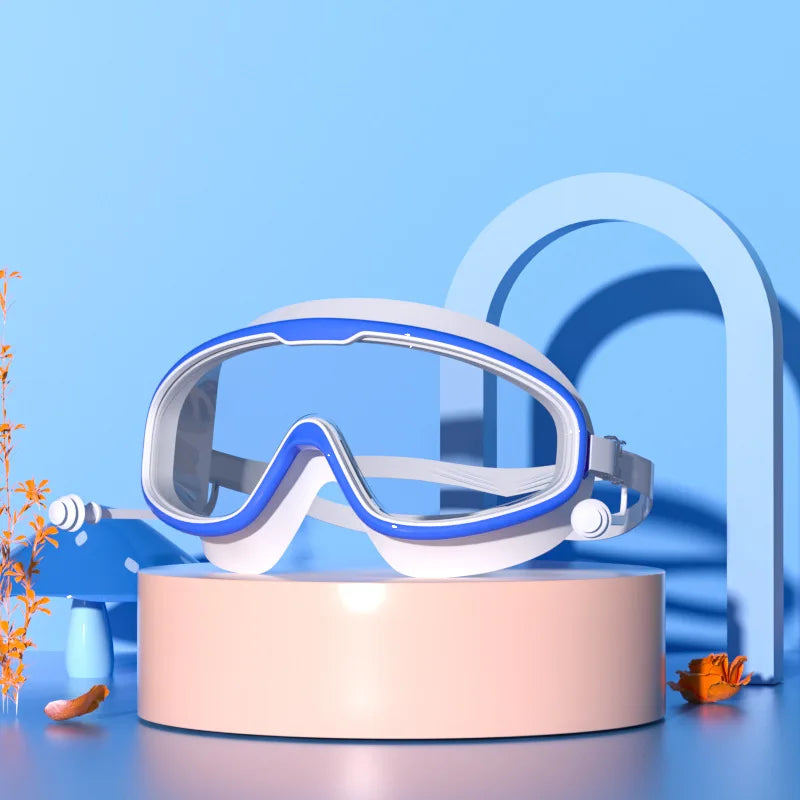 Large Frame Waterproof HD Swimming Goggles with Earplugs – For Adults & Kids