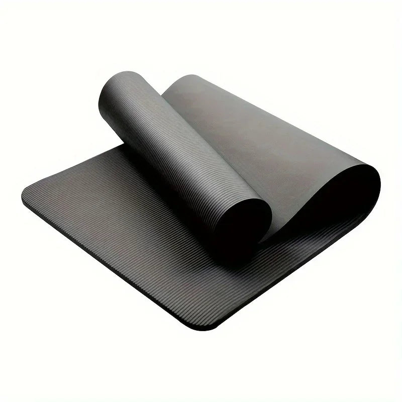 Thick Non-Slip Black Yoga Mat – Durable NBR Rubber