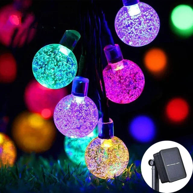 2024 Solar Crystal Globe String Lights – Waterproof IP65 LED Fairy Lights for Outdoor Garden, Patio, Party & Holiday Decor
