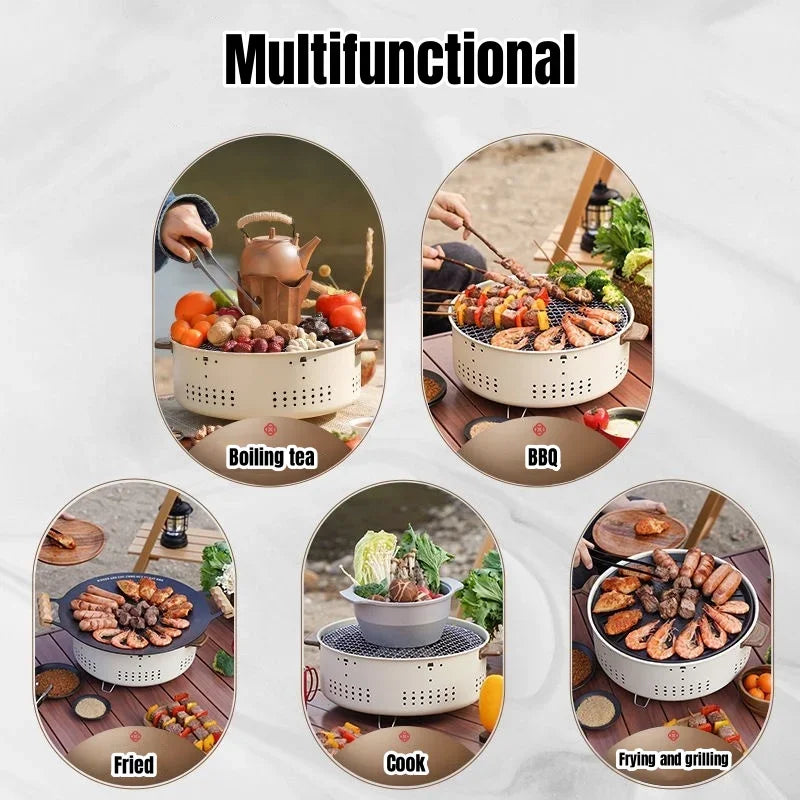 Portable Korean Charcoal BBQ Grill – Stainless Steel Outdoor Camping Stove
