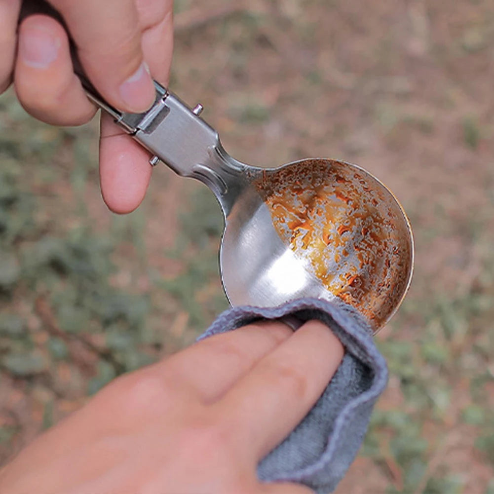 Folding Spatula Spoon – Stainless Steel Outdoor Cooking Tool