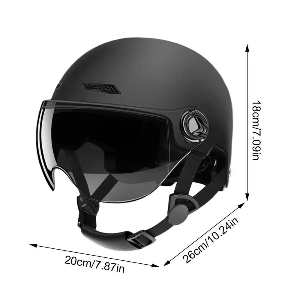 Electric Motorcycle Open-Face Helmet with Goggles – Anti-UV Safety Cap for Men & Women