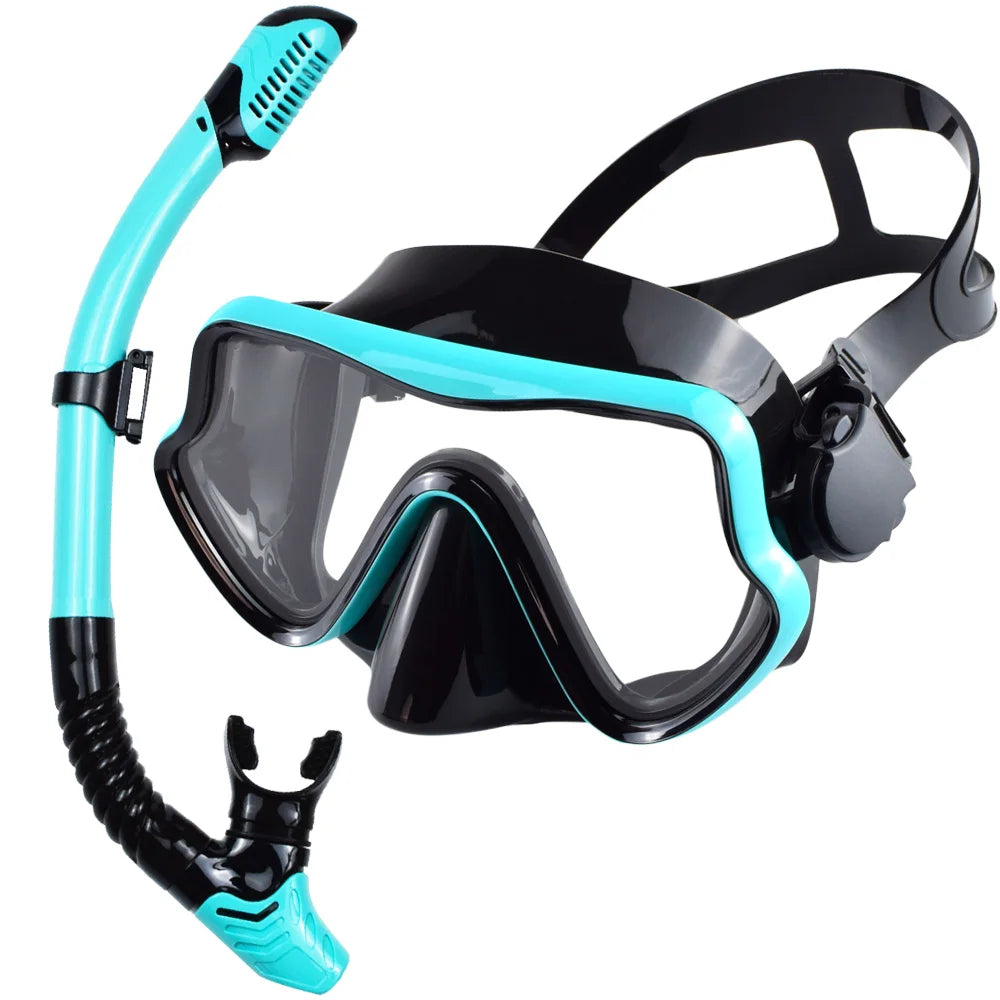 Adult Scuba Diving Mask & Snorkel Set – Tempered Glass Panoramic View