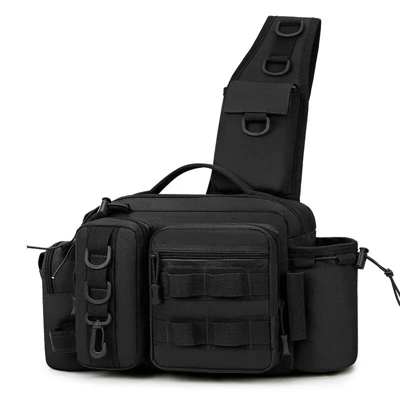 Fishing Tackle Backpack with Rod Holder – Sling Shoulder Gear Bag