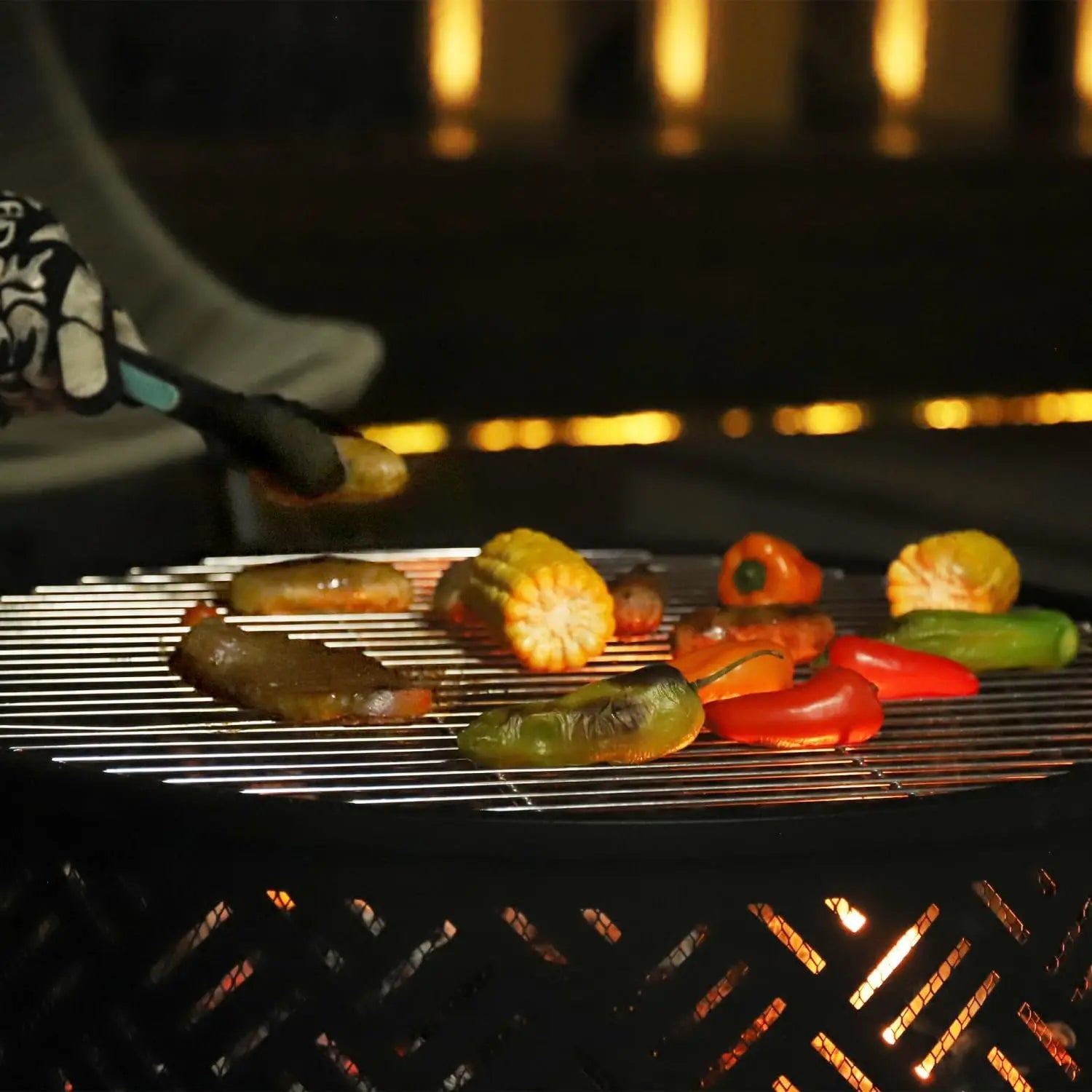 26" Wood Burning Fire Pit Table with Grill, Lid & Waterproof Cover