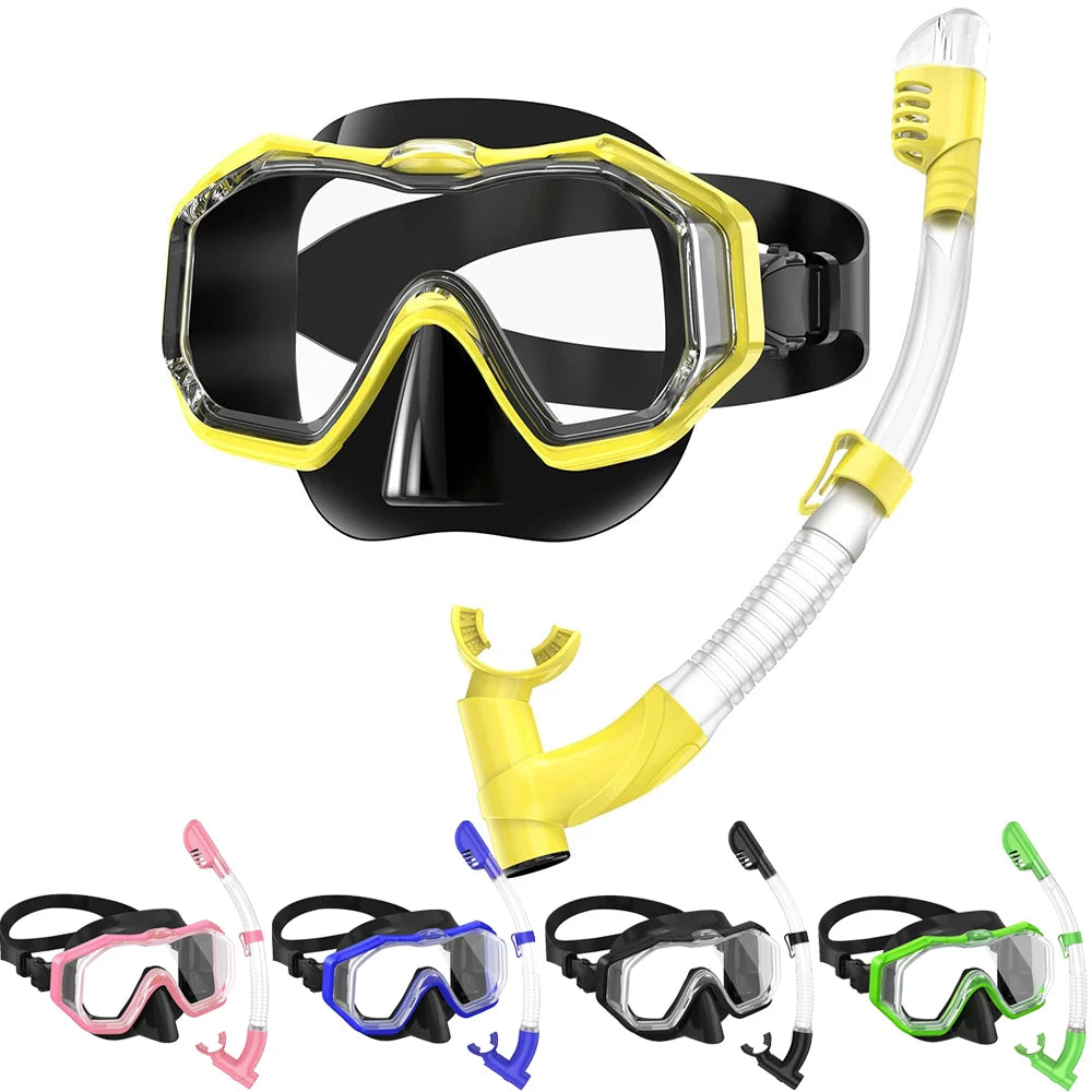 Dry Snorkel Mask Set – Panoramic Wide View Anti-Fog for Kids & Adults