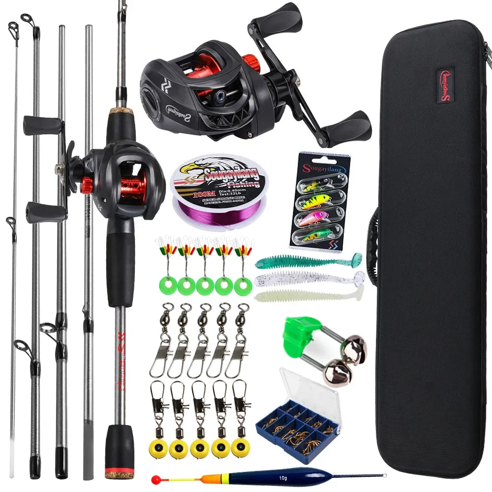 Sougayilang Baitcasting Combo Kit – 5-Section Rod + 7.2:1 Reel