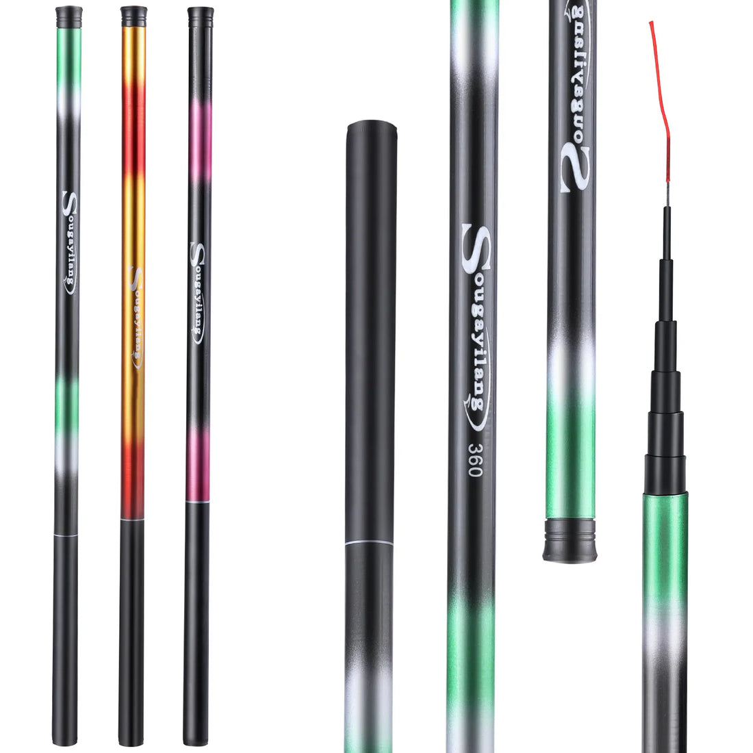 Sougayilang Fiberglass Telescopic Fishing Rod – 2.7m–5.4m Portable, Anti-Bending