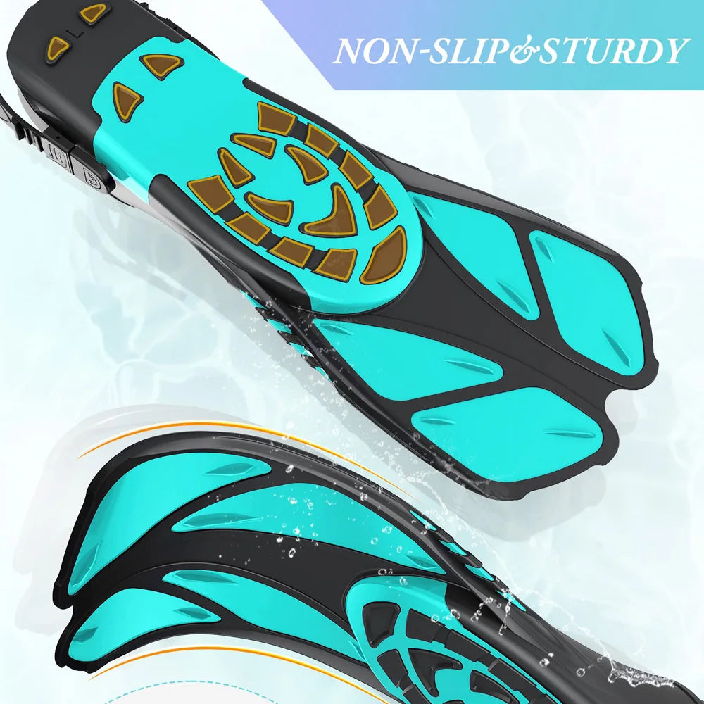 Adjustable Silicone Snorkel Fins – Open Heel Flippers