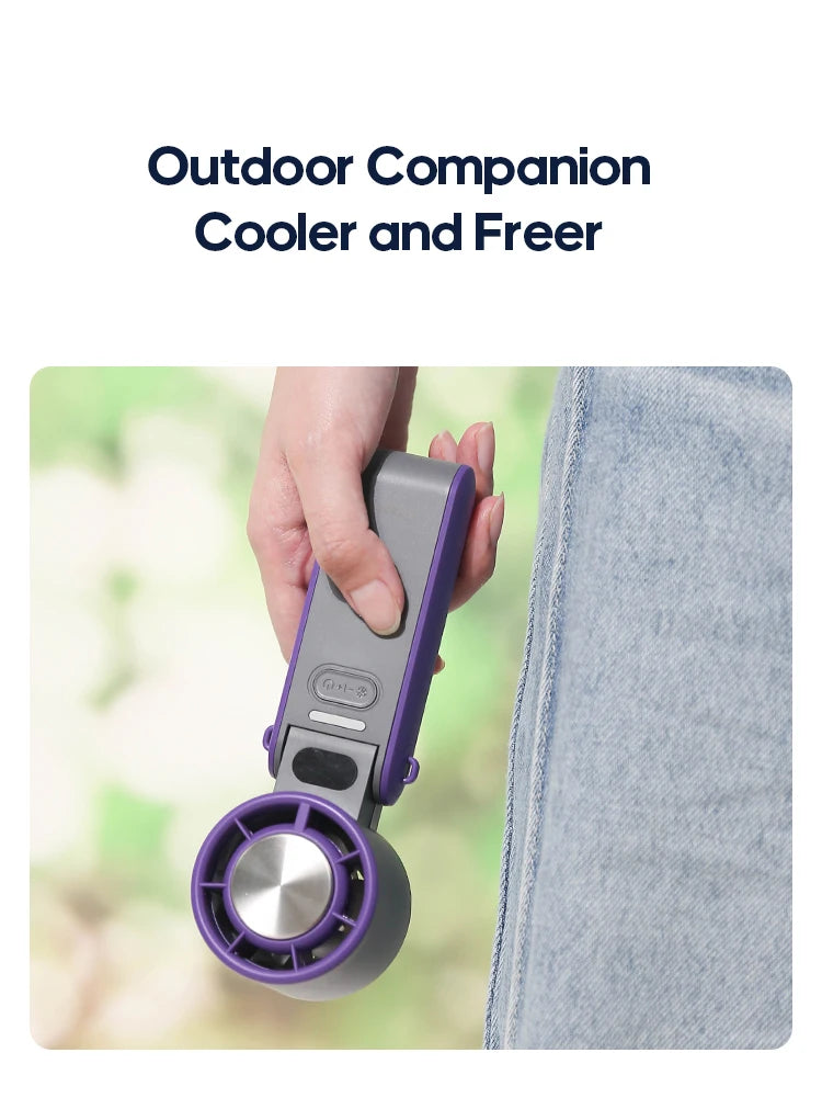 KINSCOTER Mini Portable Handheld Fan – Foldable, Rechargeable, Turbo Cooling