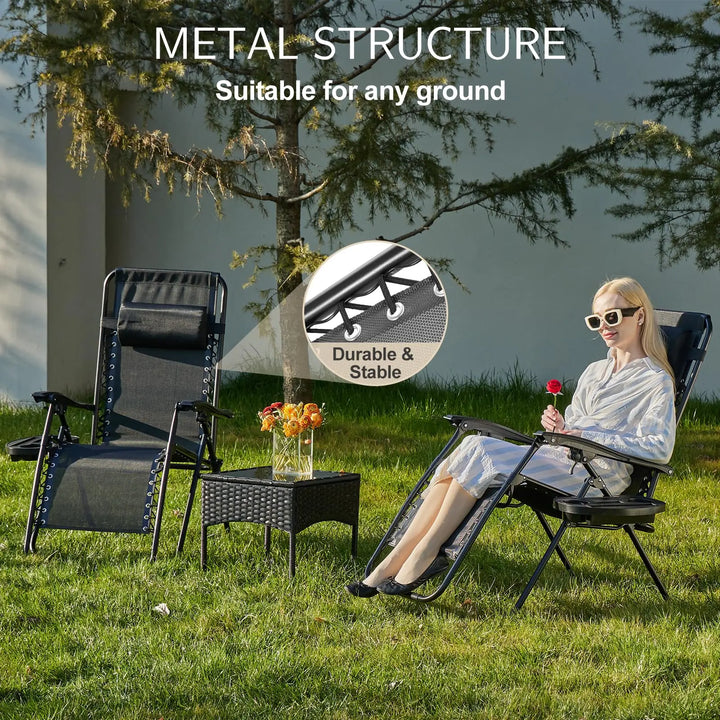 Set of 2 Zero Gravity Recliner Chairs with Cup Holders