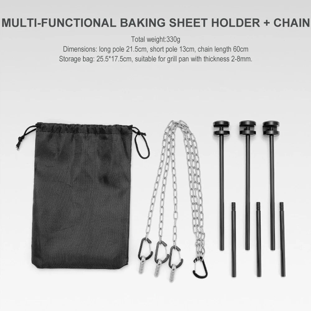 Outdoor Camping BBQ Tripod Grill Rack with Chain