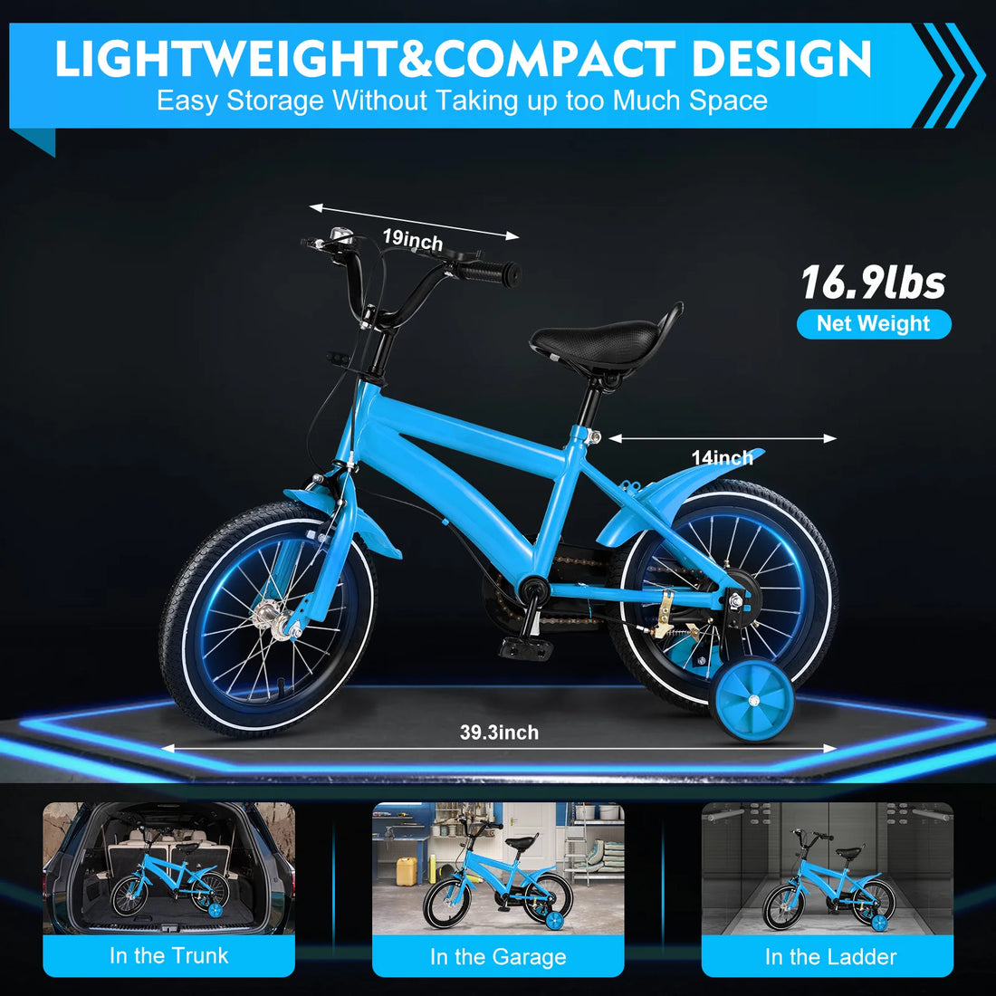 14-Inch Kids Bike with Training Wheels – Adjustable Bicycle for Boys & Girls Ages 2–5