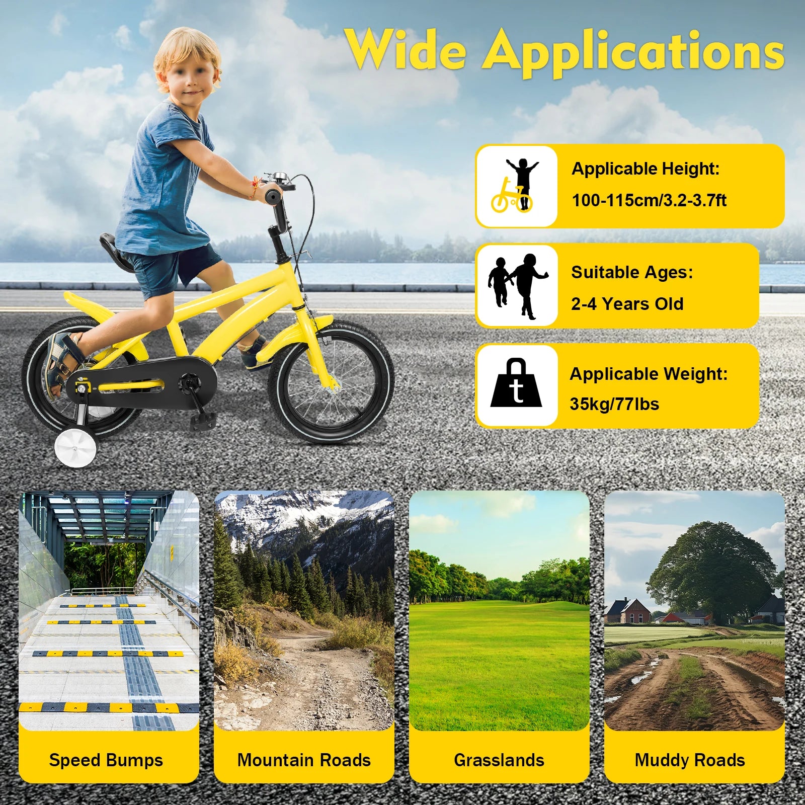 14-Inch Kids Bike with Training Wheels – Adjustable Bicycle for Boys & Girls Ages 2–5