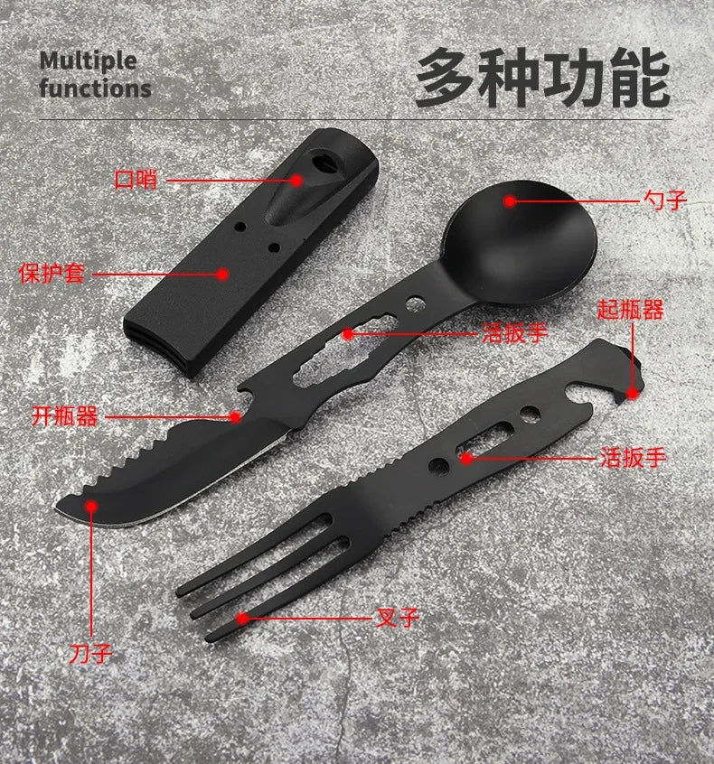 Multifunction Camping Knife & Tableware Set