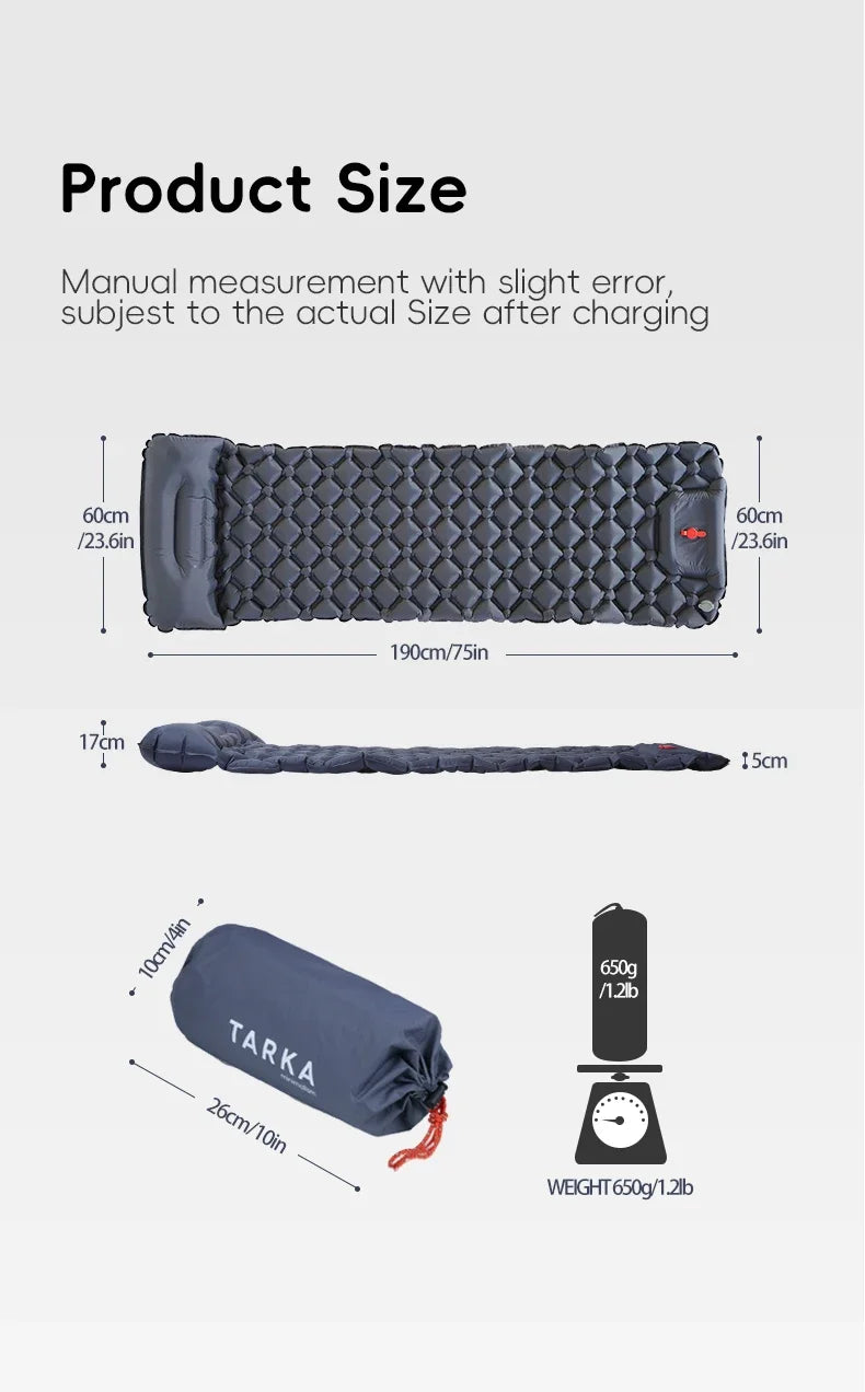 TARKA Self-Inflating Camping Mat – Air Cushion with Pillow for Hiking & Climbing