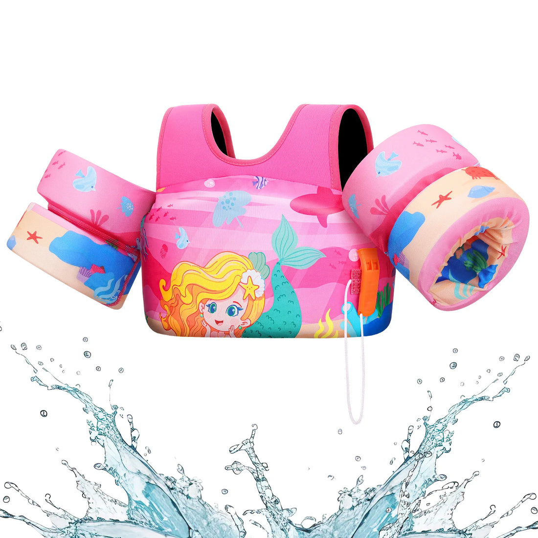 Children’s Swim Life Vest with Arm Floats & Whistle