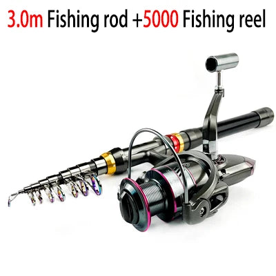 Telescopic Carbon Fiber Fishing Rod & Reel Combo 1.8–3.6m