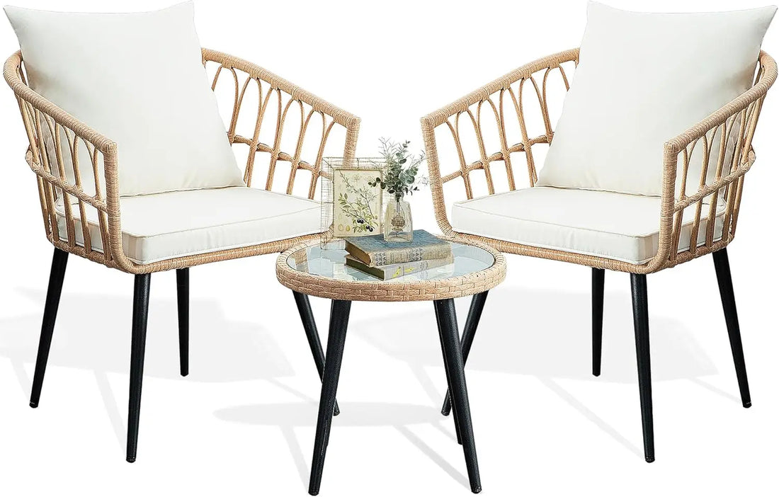 3-Piece Outdoor Wicker Patio Bistro Set – Compact Balcony Furniture