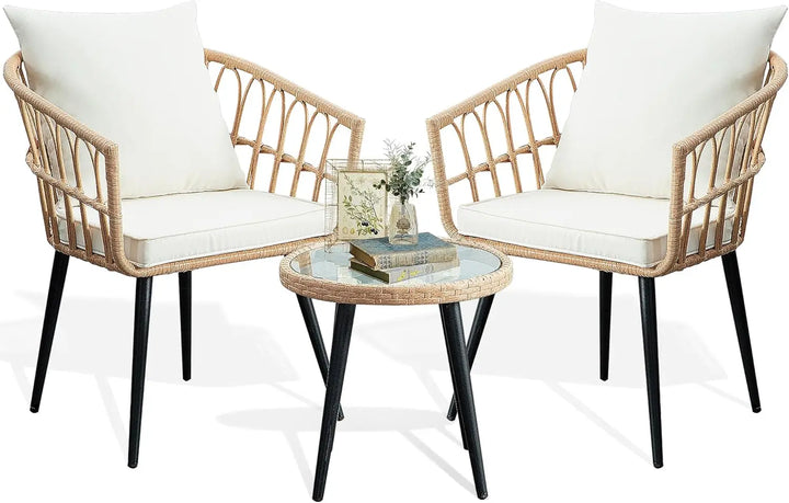 3-Piece Outdoor Wicker Patio Bistro Set – Compact Balcony Furniture