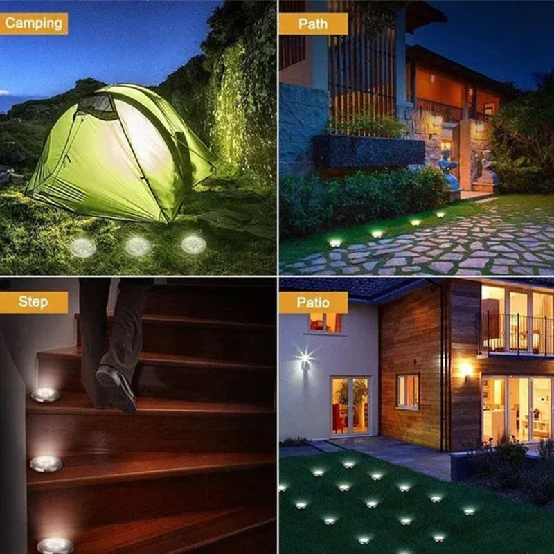 1/4/8Pcs Outdoor Solar Disk Lights – 8/20 LEDs Buried Landscape Spotlights for Garden, Lawn, Yard Decoration