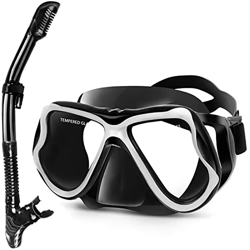 Professional Dry Snorkel Set – Panoramic Wide View Anti-Fog Diving Mask with Dry Tube