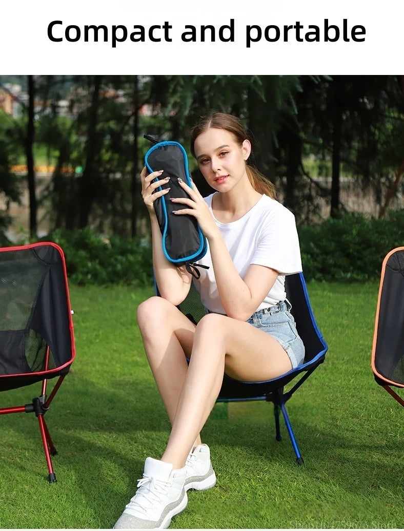 Ultralight Foldable Outdoor Chair – Camping, Fishing, Reclining Moon Chair
