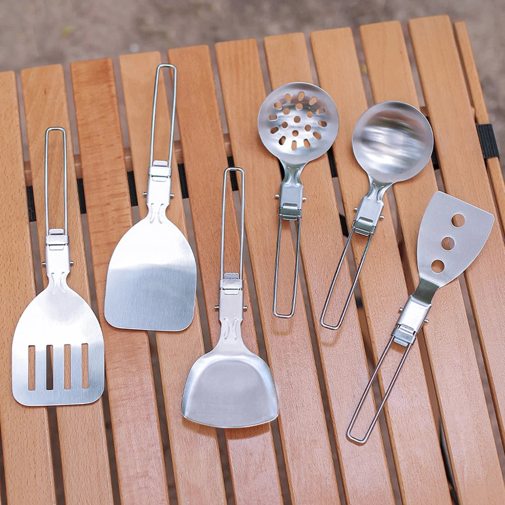 Folding Spatula Spoon – Stainless Steel Outdoor Cooking Tool