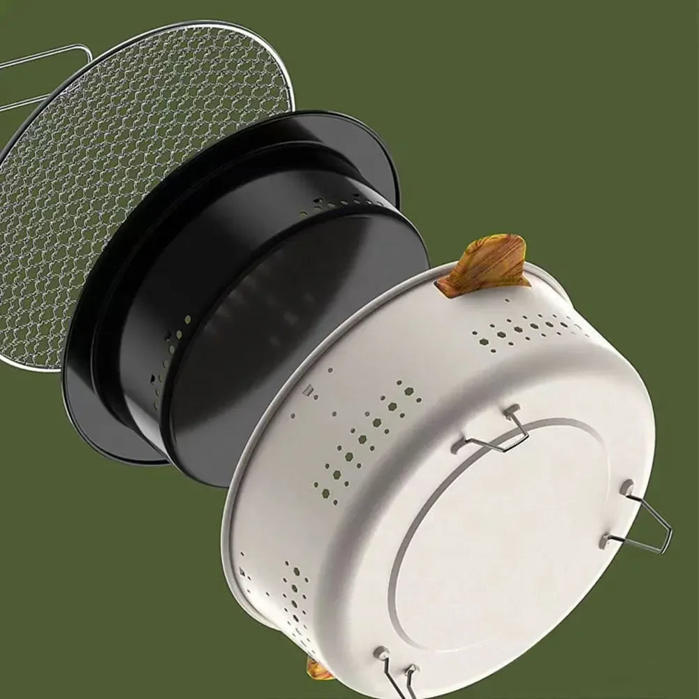 Portable Korean Charcoal BBQ Grill – Stainless Steel Outdoor Camping Stove