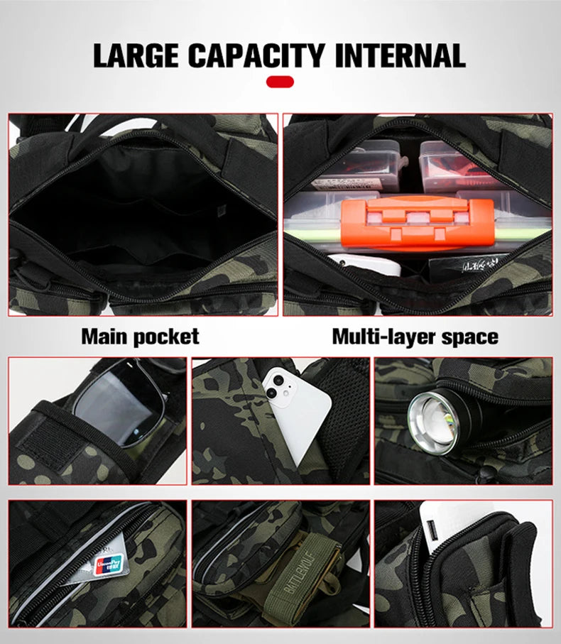 Fishing Tackle Backpack with Rod Holder – Sling Shoulder Gear Bag