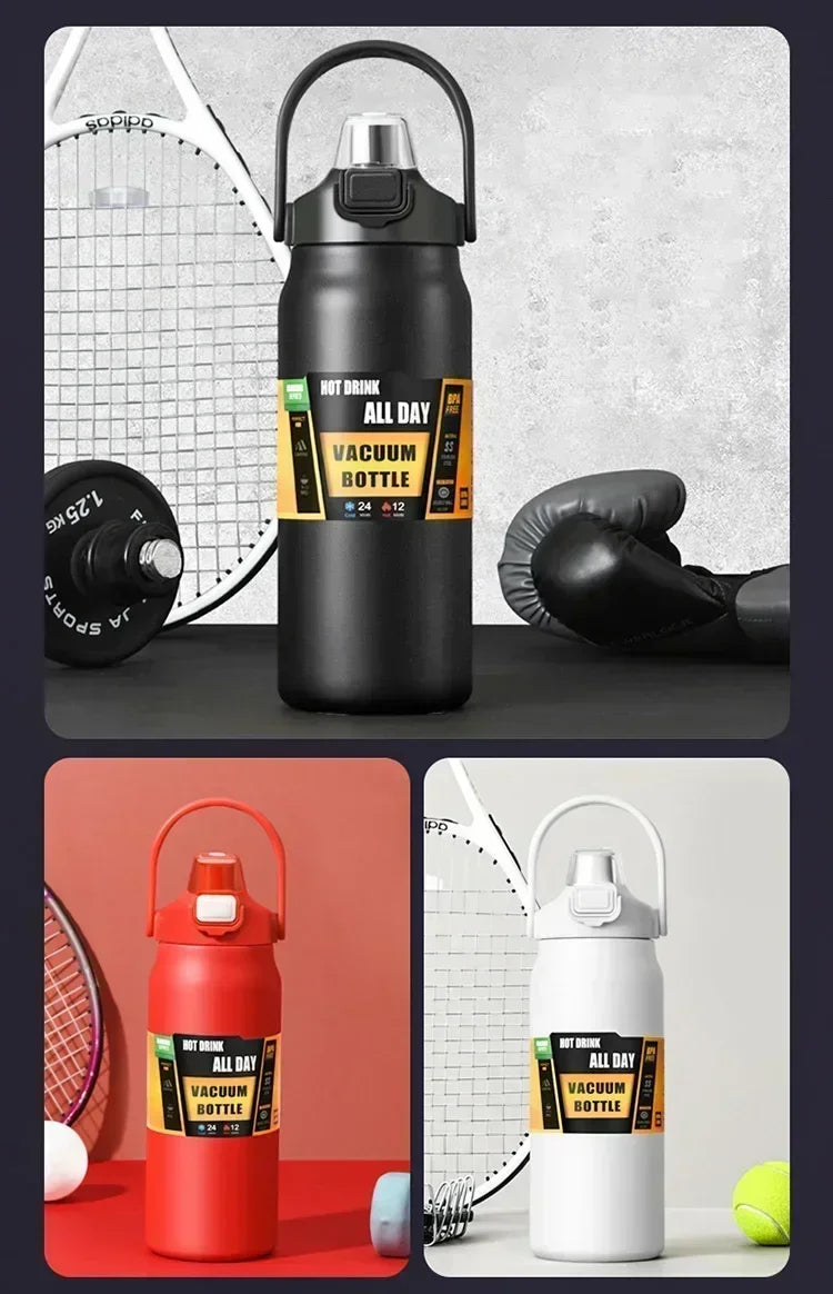Vacuum Insulated Stainless Steel Water Bottle with Straw – Hot & Cold Thermos