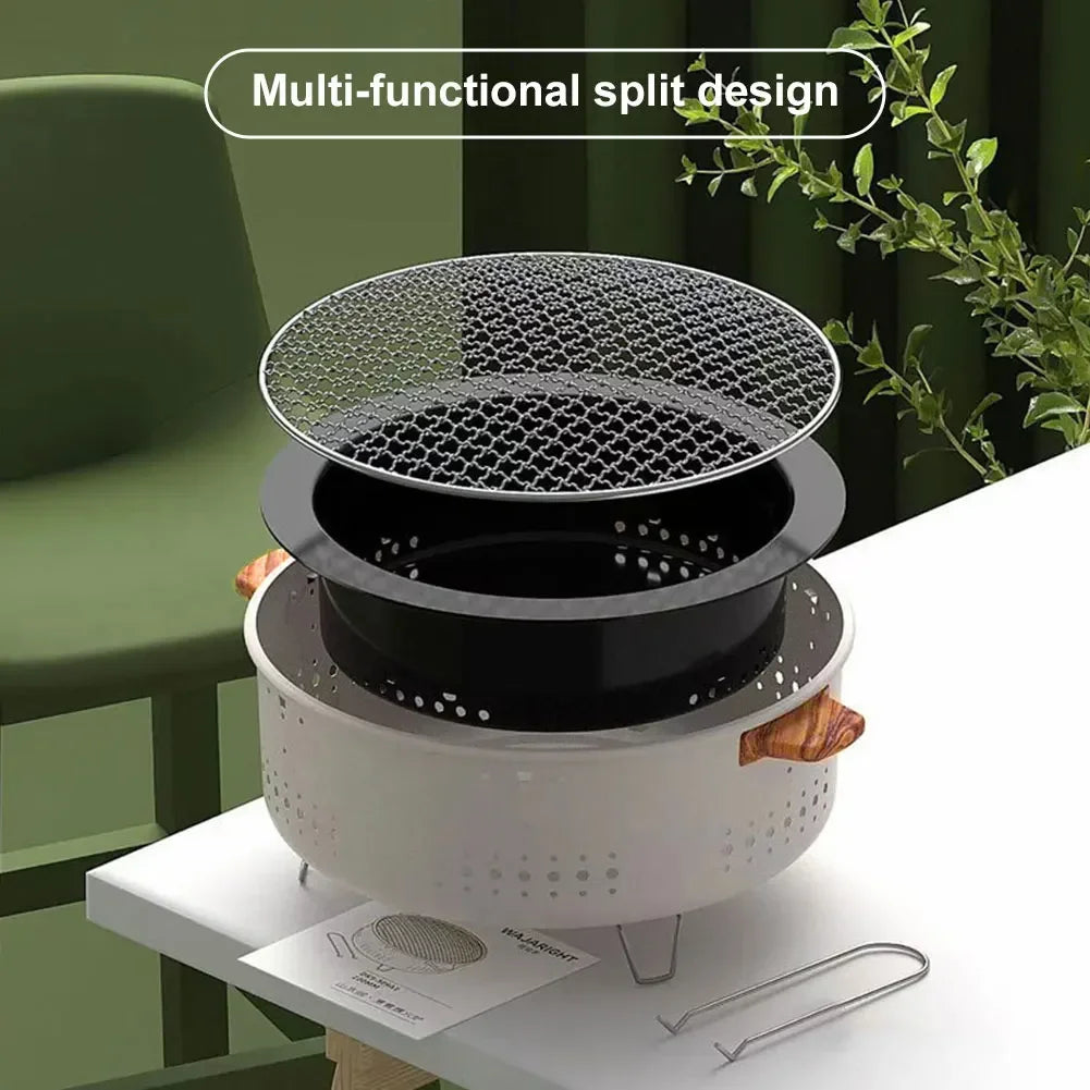 Portable Korean Charcoal BBQ Grill – Stainless Steel Outdoor Camping Stove