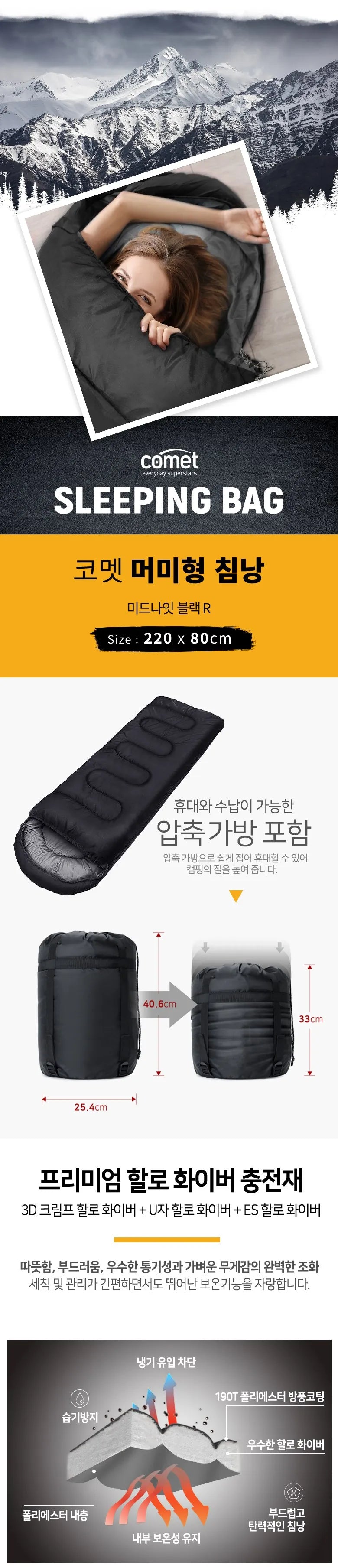 4-Season Lightweight Camping Sleeping Bag