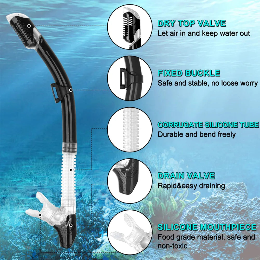 Adult Scuba Diving Mask & Snorkel Set – Tempered Glass Panoramic View
