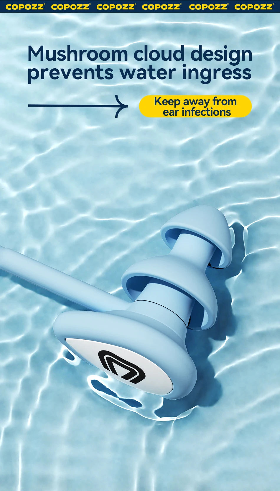 COPOZZ Silicone Swimming Earplugs & Nose Clip Set