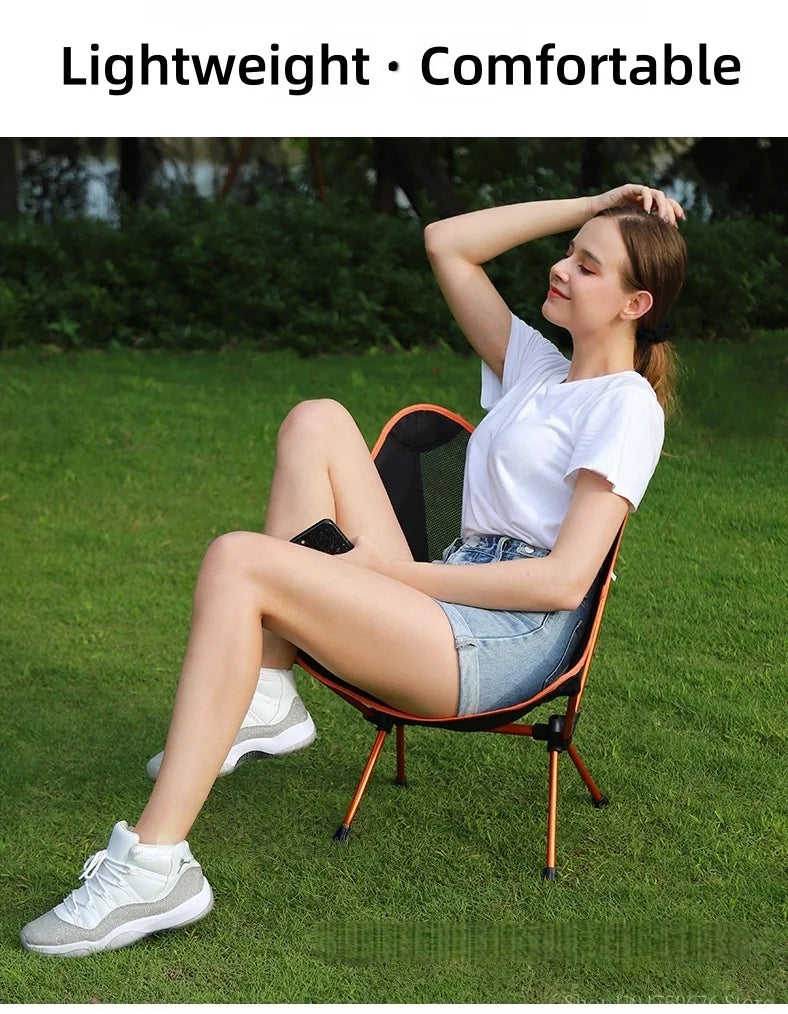 Ultralight Foldable Outdoor Chair – Camping, Fishing, Reclining Moon Chair