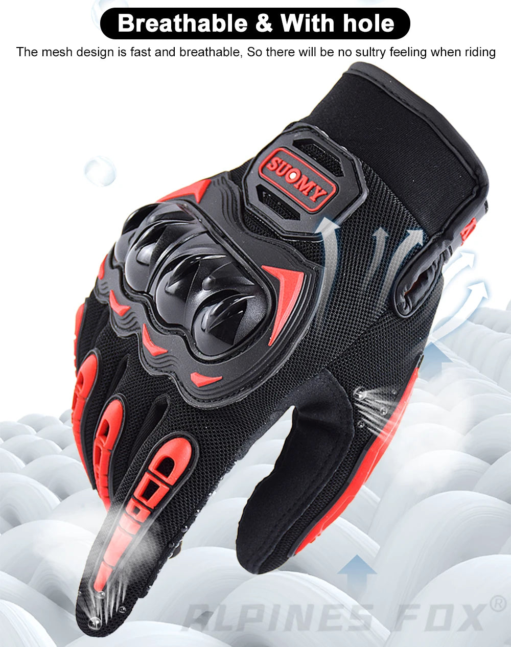 SUOMY Orange Full-Finger Motorcycle Gloves – Summer Touchscreen Gloves for Men & Women