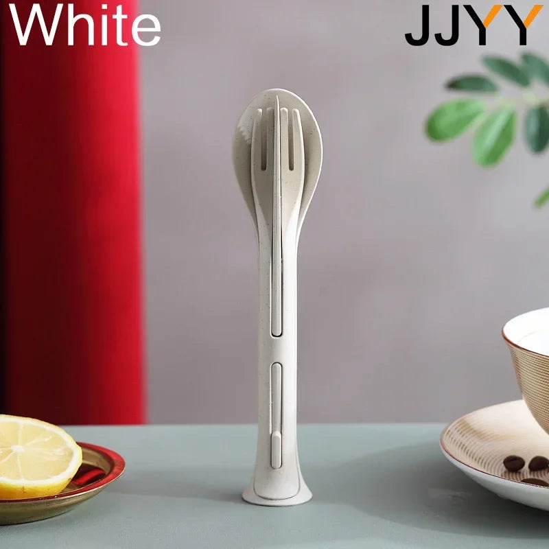 3PCS Eco Travel Cutlery Set – Wheat Straw Portable Utensils