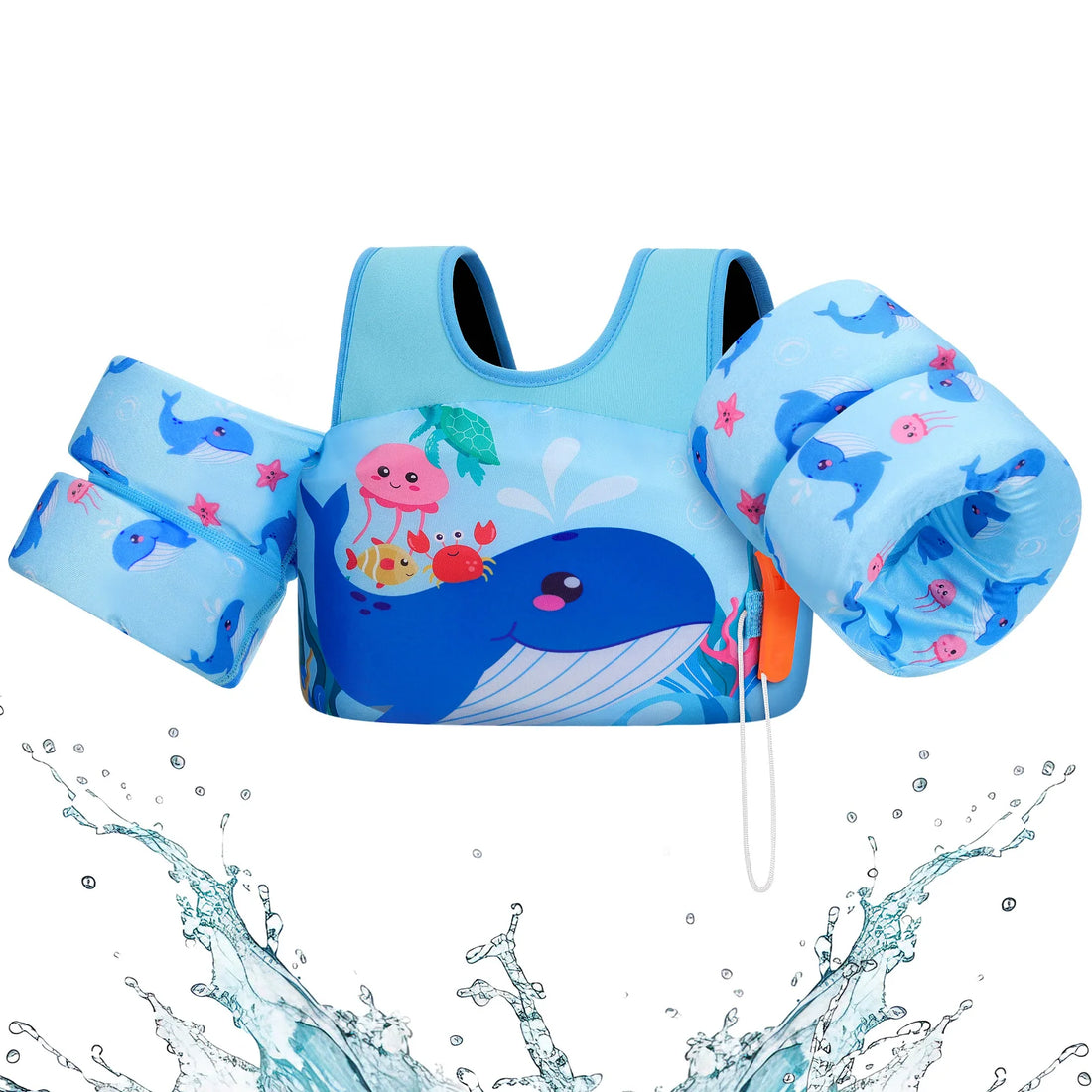 Children’s Swim Life Vest with Arm Floats & Whistle