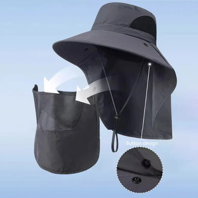 UV Protection Summer Sun Hat with Neck Flap – Unisex Outdoor Cap