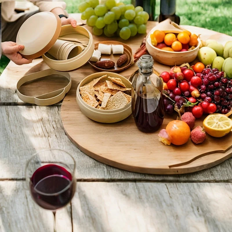 Portable Camping Tableware Set – Plates, Cups, Bowls & Utensils