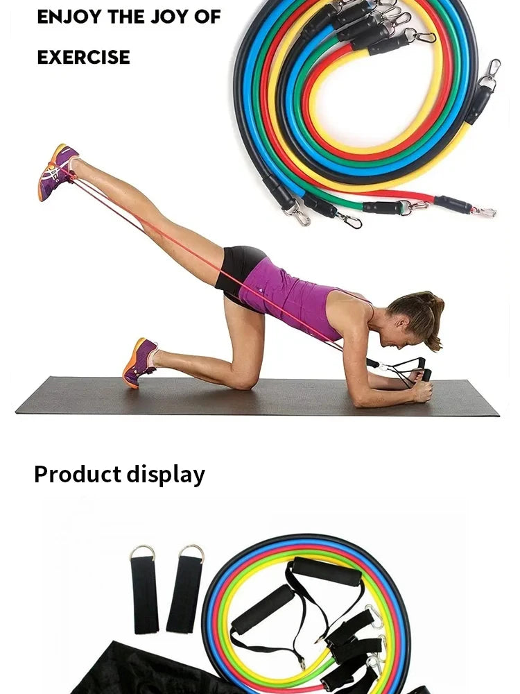 11-Piece TPE Resistance Band Set with Handles & Accessories