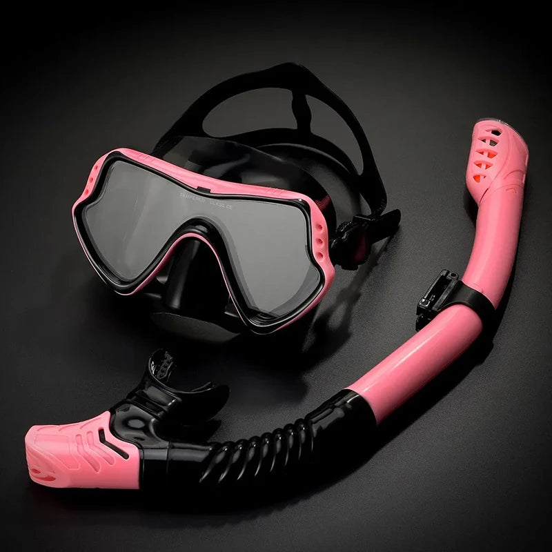 Professional Dry Snorkel Set – Panoramic Wide View Anti-Fog Diving Mask with Dry Tube