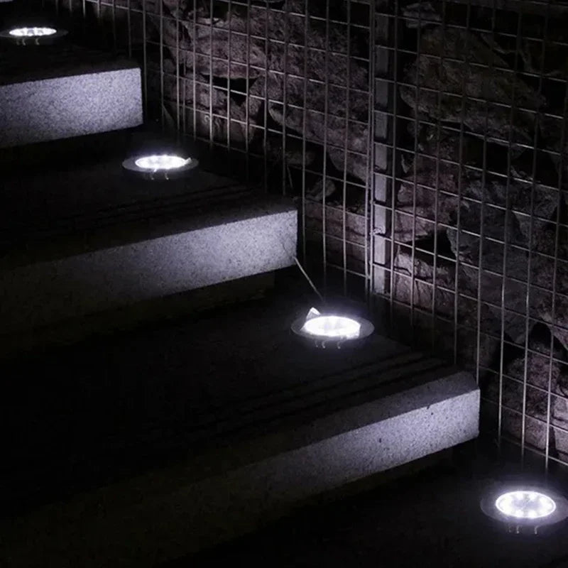 1/4/8Pcs Outdoor Solar Disk Lights – 8/20 LEDs Buried Landscape Spotlights for Garden, Lawn, Yard Decoration