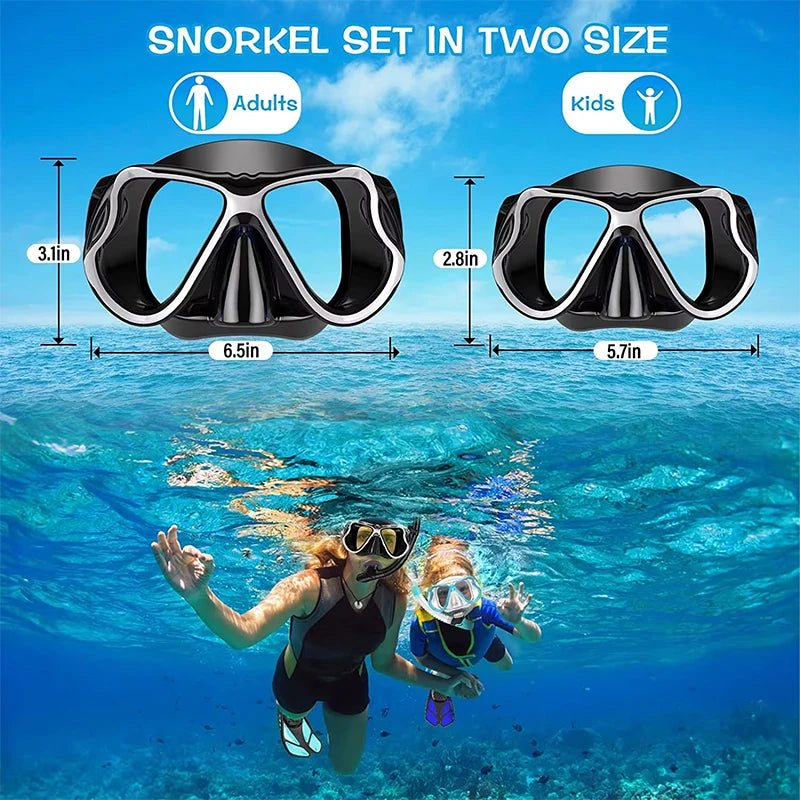 Professional Dry Snorkel Set – Panoramic Wide View Anti-Fog Diving Mask with Dry Tube